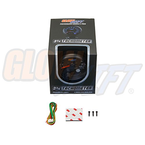 GlowShift Black 7 Color 10,000 RPM On-Dash Tachometer Gauge, 3-3/4" 95mm