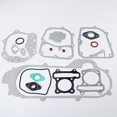 Glixal GY6 100cc 50mm Complete Big Bore Cylinder Rebuild Kit with Performance Big Valve Cylinder Head Assy for 139QMB 139QMA 147QMD Engine Scooter Moped ATV Go-Kart (69mm-18.5/20.5mm Larger Valves)