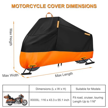 Motorcycle Cover Fits for Harley Davidson Electra Road Street Glide - size: XXXXL (Fits up to 116")