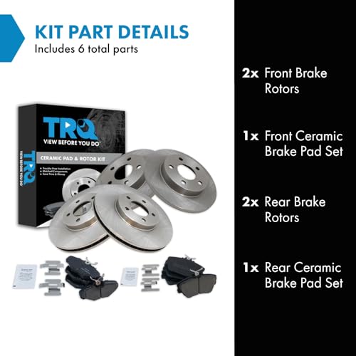 TRQ Front and Rear Brake Pad and Rotor Set Ceramic Vented Rotors - style: BKA11059