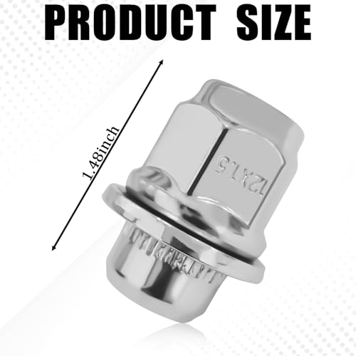 5PCS M12x1.5 Chrome Lug Nuts, Chrome Closed End Mag Style Lug Nuts with Washer Replaces OEM#90084-94001, Lug Nut Lock Set Compatible with Toyota Corolla Camry Tacoma Lexus - color: 5PCS