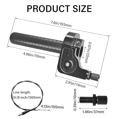Universal CNC Quick Twist Throttle Kit with Cable for 7/8" Bars - Fits CRF50 70 110 125 230 250, KLX, XR, Pit & Dirt Bike, ATV, Mini Bike (CT200U) (Style -B, Black) - color: Black, style: Style -B