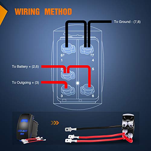 Nilight - 90001B LED Light Bar Rocker Switch 5Pin Laser On/Off LED Light 20A/12V 10A/24V Switch Jumper Wires Set for Jeep Boat Trucks,2 Years Warranty,Blue - color: Blue, size: LED LIGHT BAR