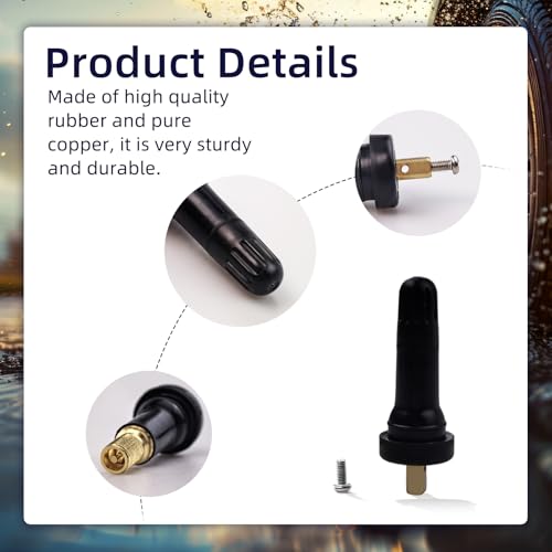 20Pcs TPMS 20008 Tire Valve Stem, Tire Pressure Sensor Rubber Valve Stems Kit for 0.453" Rim Holes, Snap-in Tire Pressure Sensor Valve Stem Compatible with Chevy Buick Cadillac