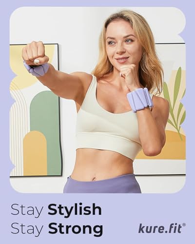 Pilates Wrist & Ankle Weights | Adjustable Weighted Bangles | 1/2/3LB Each - color: Lilac, size: 1 LB