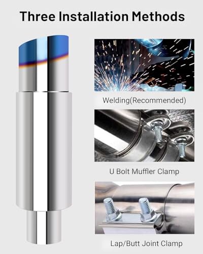 Universal Car 51mm Exhaust Mufflers 15" Length (Burnt, 2'' Inlet 3'' Outlet) - color: Burnt, size: 2'' in 3.5'' out