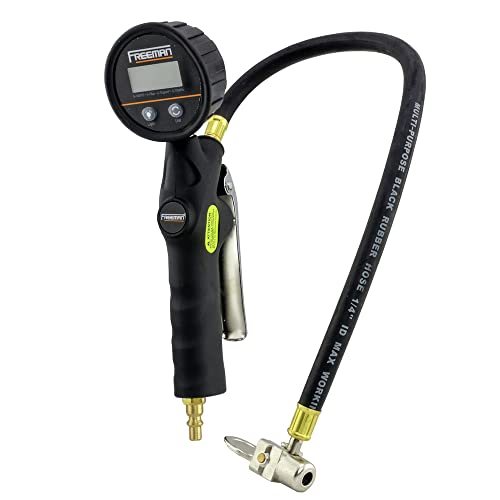 Freeman Digital Tire Inflator with LCD Pressure Gauge and 90 Degree Lock-On Chuck | FS3DTI