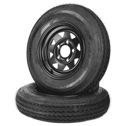Heavy Duty 2-Pack 5.30-12 Trailer Tires & Black 12" Steel Wheels – 6PR Load Range C, All-Weather, 5 Lug 4.5" Bolt Design, Easy Assembly for Utility/Boat/Camper/Cargo Trailers - size: 5.30-12 5 lug