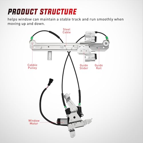 Nilight Power Window Regulator/Motor for Chevy Tahoe 2002-2006 Rear Right - size: 748-229, style: Rear Passenger