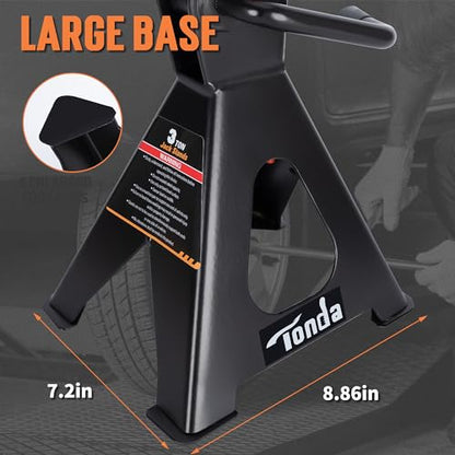 TONDA Jack Stands 3 Ton, Extra Tall, 13.39-21.06 in, 1 Pair