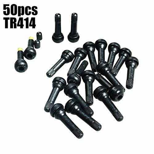BLACKHORSE-RACING 50PCS TR414 Snap-in Tire Valve Stems Medium Rubber Valve Tubeless - size: TR414-50pcs