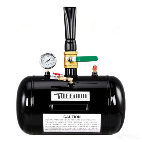 TUFFIOM 5 Gallon Air Tire Bead Blaster Seater w/Pressure Gauge & Handle, Wheel Seating Tool Inflator Tank for Truck ATV, 85-116PSI Operating Pressure, Black - color: black