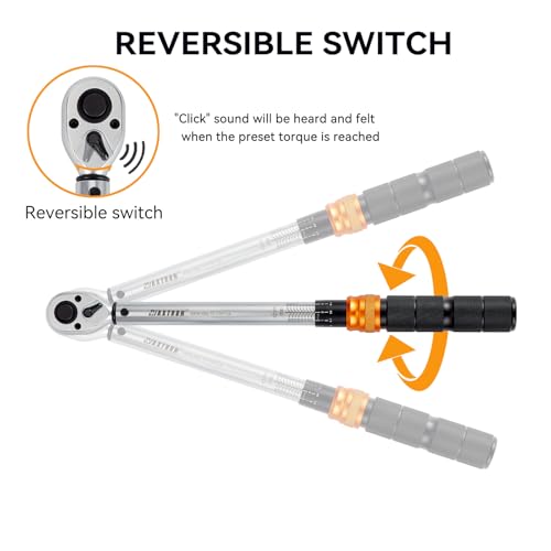 1/2" Drive Click Torque Wrench for Auto, Car, and Motorcycle - size: 1/2" Drive