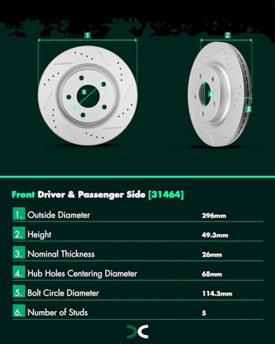 SCITOO - Brake Kits For Nissan For Altima 2013-2023 - size: Front 31464 + D1650 [2+4PCS]