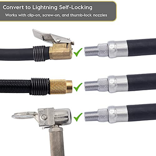 JACO Lightning S2X Quick-Connect Locking Tire Inflator Air Chuck Attachment - style: Straight Head