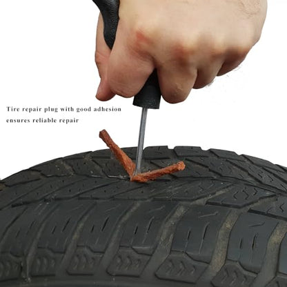50 PCS Tire Repair Strings, 4" × 1/4" Auto Tire Plug Insert String Self Vulcanizing Strips Kit, Heavy Duty Rubber Repair Plugs for Car Truck Motorcycle Tubeless Tires