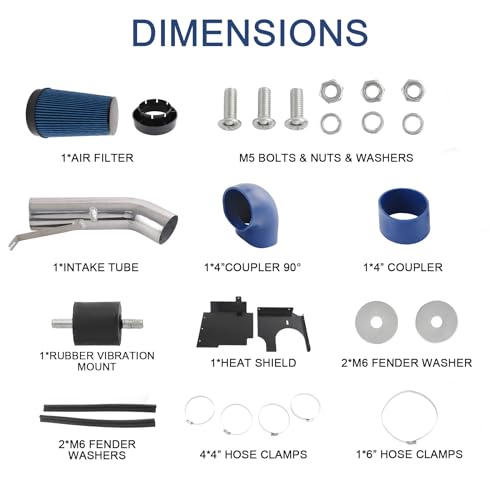 Cold Air Intake Kit Replacement For Silverado 1500 2500 Sierra 1999-2006 - color: Silver & Blue