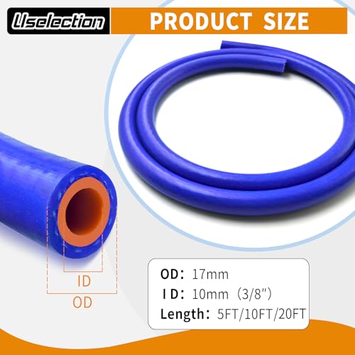 3/8" ID-20Ft(ID 10mm) Heater Hose Enhanced Double Reinforcement - color: Blue, size: 3/8" ID-20Ft(ID 10mm)