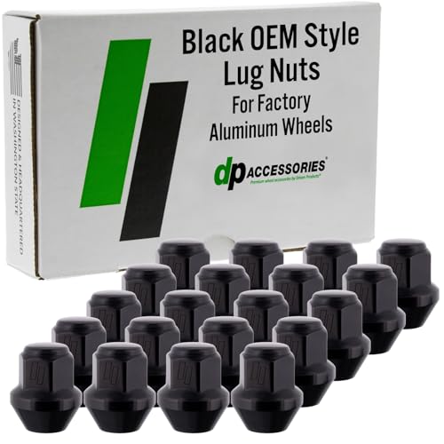 DPAccessories Lug Nuts Compatible with 2008-2016 Chrysler Town & Country | Black OEM Style | Factory Aluminum Wheels Only | Set of 20 Wheel Nuts | DCRTOW05F-BK/1 - color: Black, size: 2008-2016 Factory Wheels