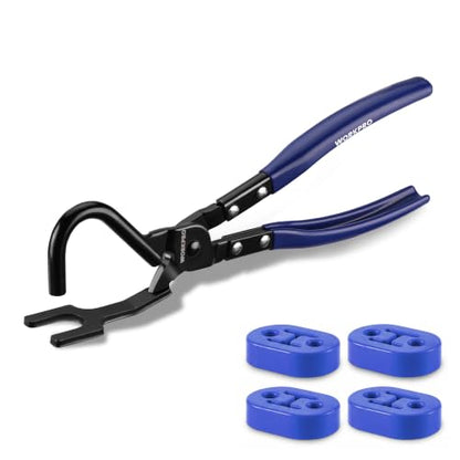 WORKPRO Exhaust Hanger Removal Tool with 4 Rubber Hangers, Blue - color: Blue
