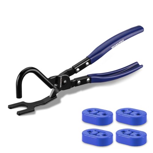 WORKPRO Exhaust Hanger Removal Tool with 4 Rubber Hangers, Blue - color: Blue
