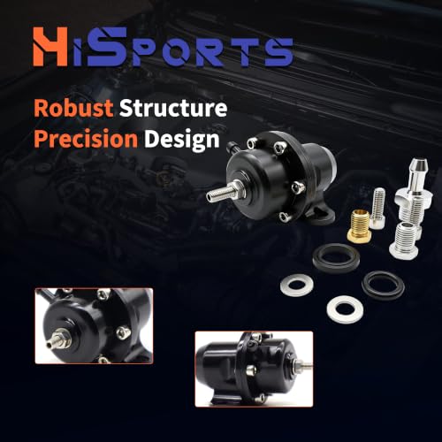 HiSport FPR-008 Fuel Pressure Regulator Kit - Black High Volume - size: HSFPRB18C