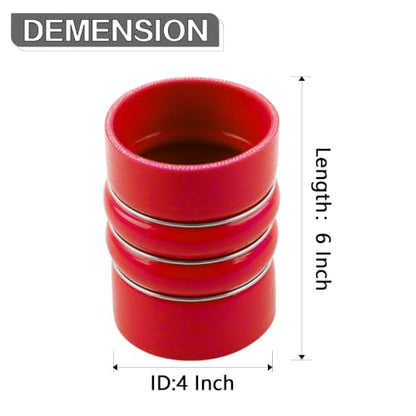 ID4"×6" Silicone Charge Air Cooler Hump Hose Boot with Clamps 2PCS - color: red, size: 4"x6"-RD