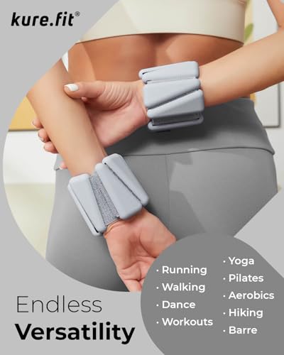 Pilates Wrist & Ankle Weights | Adjustable Weighted Bangles | 1/2/3LB Each - color: Gray, size: 1 LB