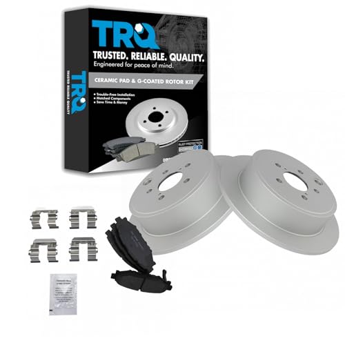 TRQ Rear Brake Pad and Rotor Set Ceramic G Coated Solid Rotors - style: BKA11337