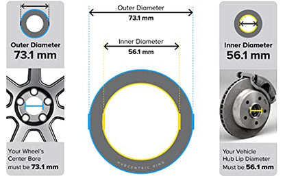 STANCEMAGIC Hubcentric Rings (Pack of 4) - 56.1mm ID to 73.1mm OD - Silver Aluminum Hubrings - for 56.1mm Vehicle Hubs and 73.1mm Wheel Centerbore - Compatible with Subaru Honda Acura Scion FRS - size: 56.1mm ID to 73.1mm OD