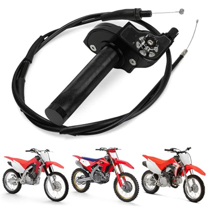 Motorcycle Twist Throttle 7/8" 22mm with Throttle Cable CNC Assembly Universal for CRF KLX SSR TTR DRZ CT200U 125 150 200 250cc Dirt Pit Bike ATV Mini Bike Black - color: black