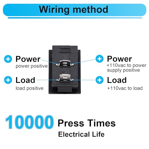 TWTADE 8Pcs 12V Rocker Switch On/Off 2 Pin 2 Position SPST Car Auto Boat Rocker Toggle Switch AC 6A/250V 10A/125V KCD1-1-101 - color: Black-ON/Off - KCD1, size: Narrow Rectangle