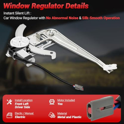 PZ Front Left Driver Side Power Window Regulator with Motor Assembly Compatible with Ford Ranger 1993-2011 Replacement OEM 741-831 - style: 741-831