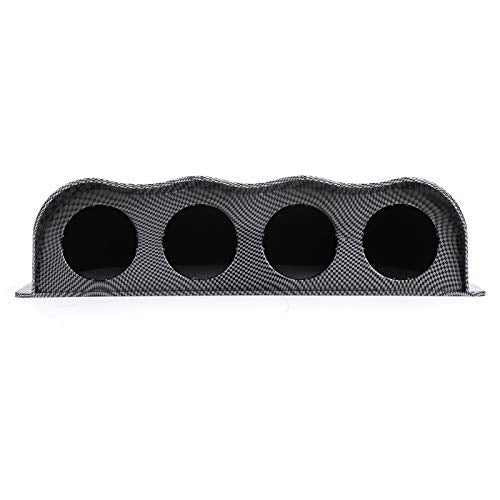 Universal 4 Hole Gauge Mount Holder Carbon Fiber Style Quadruple Dash Meter Pod Instrument Panel Cover for Auto Truck Boat Motorcycle ABS Plastic 52mm Hole Diameter 33.5 x 8.6cm