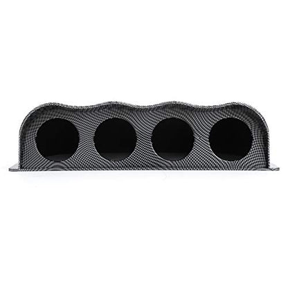 Universal 4 Hole Gauge Mount Holder Carbon Fiber Style Quadruple Dash Meter Pod Instrument Panel Cover for Auto Truck Boat Motorcycle ABS Plastic 52mm Hole Diameter 33.5 x 8.6cm