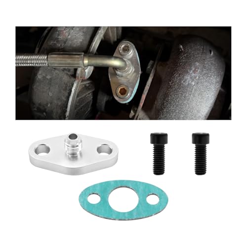 AN4 Oil Drain Flange, Aluminum Alloy Vehicle Turbo Oil Return Drain Flange Adapter with Gasket & Bolts, Leak Proof Automotive Replacement Accessories, Compatible with T3 GT42 T04 - size: AN4