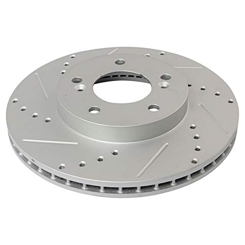 TRQ Performance Front and Rear Brake Rotor Set G Coated Drilled and Slotted - style: BRA15044