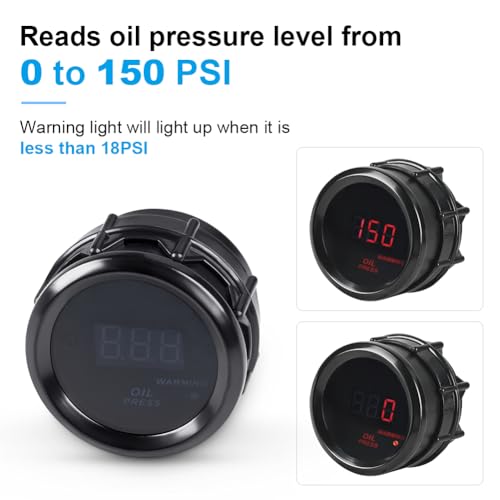 2inch 52mm Oil Pressure Gauge 0-150 PSI DC12V Press Gauge Meter Kit - color: Oil Pressure Gauge
