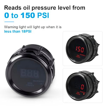 2inch 52mm Oil Pressure Gauge 0-150 PSI DC12V Press Gauge Meter Kit - color: Oil Pressure Gauge