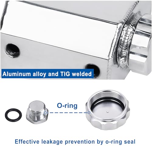 LokoCar Coolant Expansion Reservoir Tank 1L Universal Aluminum Silver - color: Silver, size: 1 Litre