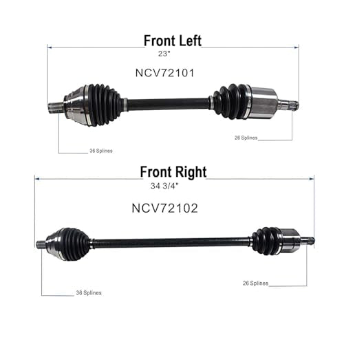 Front CV Axle Shaft Assembly Compatible with Volkswagen Vw Passat 2009-2006, 2.0L Automatic CVT Trans, Left and Right Front CV Axle, 2.0T Comfortline Highline Komfort Trendline Base Sedan Wagon - size: B2CV030-Passat