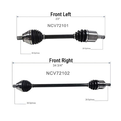 Front CV Axle Shaft Assembly Compatible with Volkswagen Vw Passat 2009-2006, 2.0L Automatic CVT Trans, Left and Right Front CV Axle, 2.0T Comfortline Highline Komfort Trendline Base Sedan Wagon - size: B2CV030-Passat