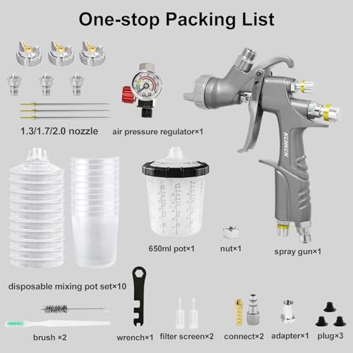 D1 LVLP Spray Gun, Automotive Paint Guns Kit with 10 Disposable Cups
