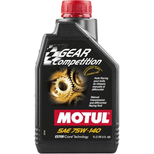 Motul Gear Competition 75W-140 Synthetic Gear Oil – Ester Core® Racing Formula, Limited Slip (LS) Differential & Manual Transmission Fluid, Extreme Pressure Protection, 1 Liter - size: 1 Pack