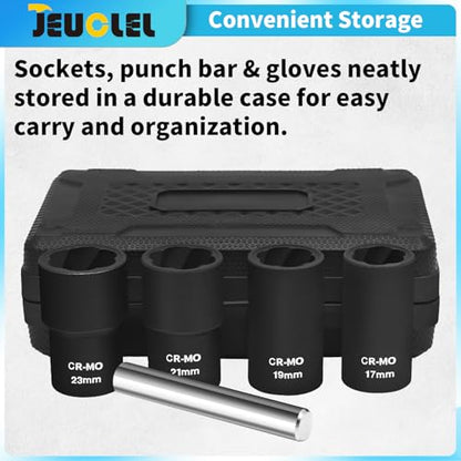5PCS Twist Lug Nut Socket Set, 1/2" Drive Bolt Nut Extractor Tool - color: 5pcs Lug Nut Extractor 1/2 Inch Drive