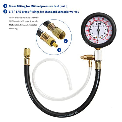 Yonligonju TU-114 Auto Fuel Pressure Gauge Tester Kit Gasoline Pressure MetersAutomobile Instrument Testing Tool (Red) - color: Red