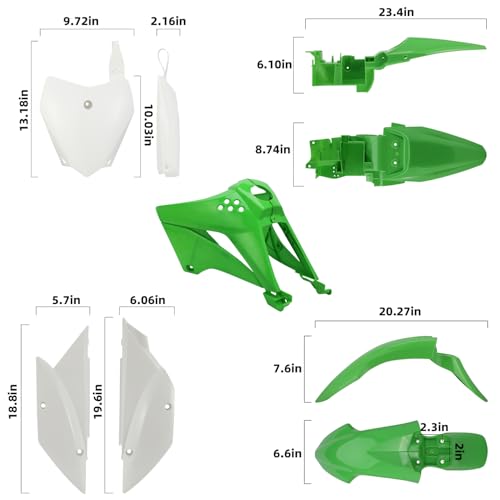 CHANGCHENG Dirt Bike Plastic Fender Kits for KLX 110/KLX 110L 2010-2026 - color: Green, size: Complete Fender Kit