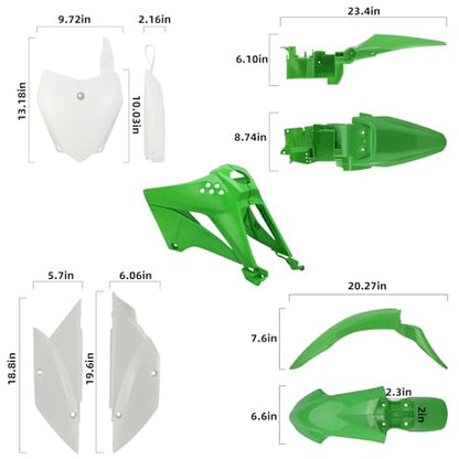 CHANGCHENG Dirt Bike Plastic Fender Kits for KLX 110/KLX 110L 2010-2026 - color: Green, size: Complete Fender Kit