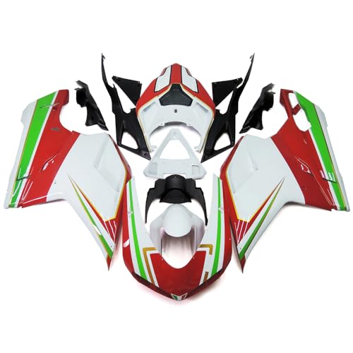 White Red Green Fairings Body Work Cover Panel Kit Fit for Ducati 1098/848/1198 2007-2012 2008 2009 2010 2011 Motorcycle Injection Fairing Plastic Cowling Hull Frame Kits - color: White Red Green