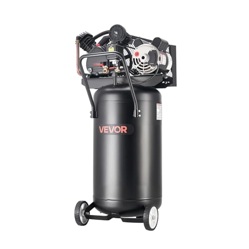 VEVOR 25-Gallon Air Compressor, 2HP 5.5 SCFM at 90PSI, Max 200PSI Pressure Oil-Lubricated Air Compressor Tank, Portable on Wheels for Auto Repair, Tire Inflation, Spray Painting, Woodwork Nailing 120V - size: 25 Gallon 200 PSI